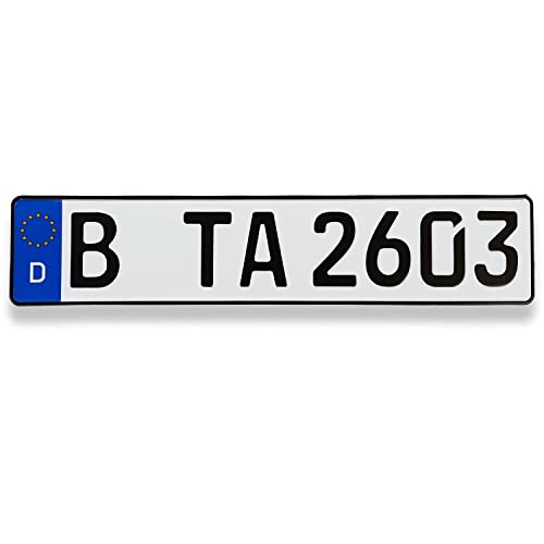 1 DIN-zertifiziertes Kfz-Kennzeichen in der Standard-Größe 520x110 mm passend für alle Deutschen Fahrzeuge (1 Kennzeichen)