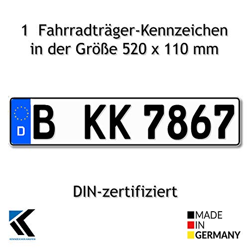 Euro-Kennzeichen | Kfz Kennzeichen DIN-zertifiziert für Deutschland (520x110 mm) (schwarze Schrift)