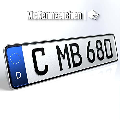 Kennzeichen McKennzeichen 1 KFZ Nummernschild DIN Zertifiziert Verschiedene Größen/Individuelle Prägung - für alle in Deutschland zugelassenen PKW, LKW, Busse und Anhänger (Standard)